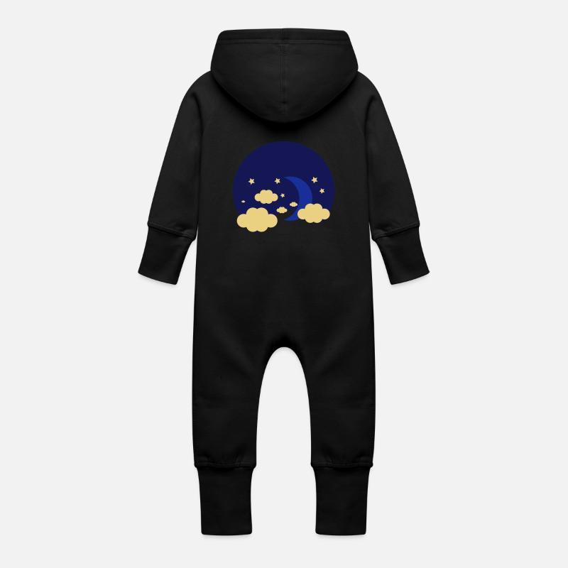 Lune - Grenouillère à capuche bio en molleton Bébé - noir