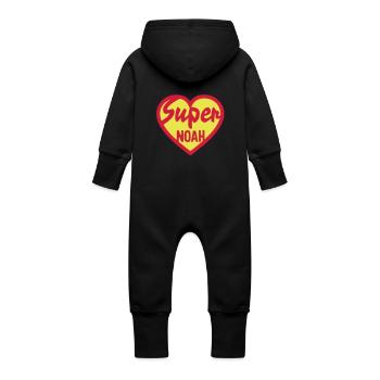 noah super coeur heart love - Grenouillère à capuche bio en molleton Bébé - noir - Dos