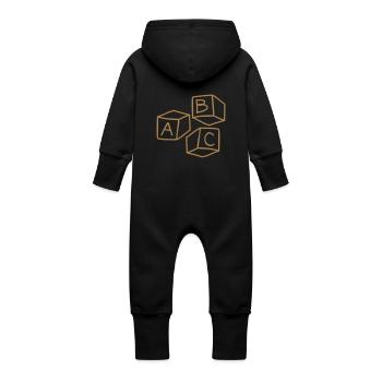 Kinderzeichnungen: ABC-Würfel - Baby Bio Sweat Overall mit Kapuze - Schwarz - Hinten