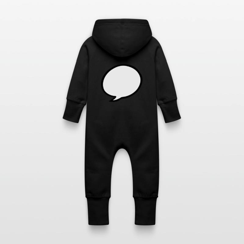 speech bubble Baby Organic Sweat Overalls With Hood
