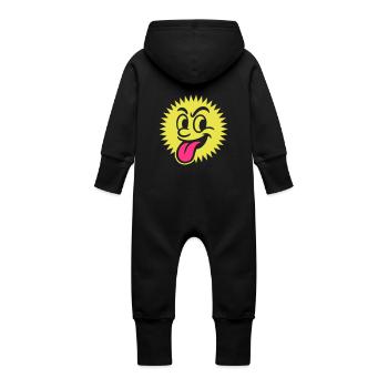 Visage du soleil Coquin - Grenouillère à capuche bio en molleton Bébé - noir - Dos