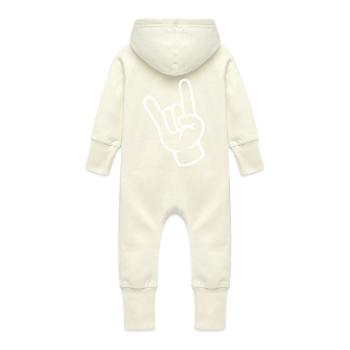 Fête de signature de la main - Grenouillère à capuche bio en molleton Bébé - vanille - Dos