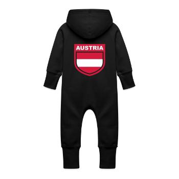 austria_emblem - Grenouillère à capuche bio en molleton Bébé - noir - Dos