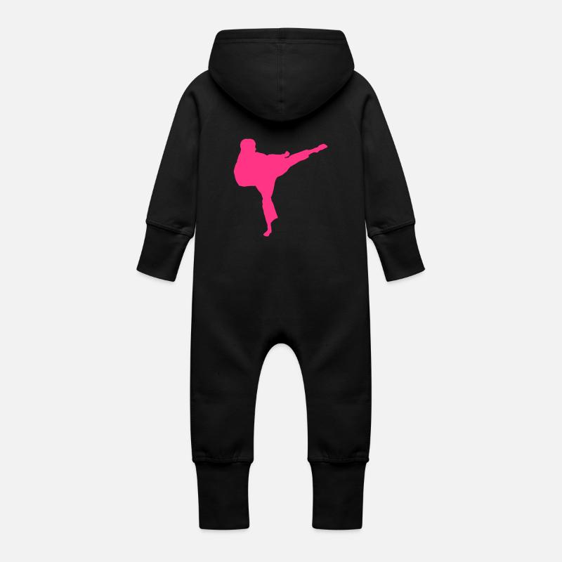 sport de combat - Grenouillère à capuche bio en molleton Bébé - noir