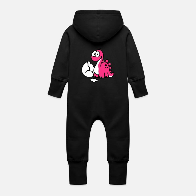 Dinosaure - Grenouillère à capuche bio en molleton Bébé - noir