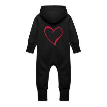 Heart - Baby Bio Sweat Overall mit Kapuze - Schwarz - Hinten
