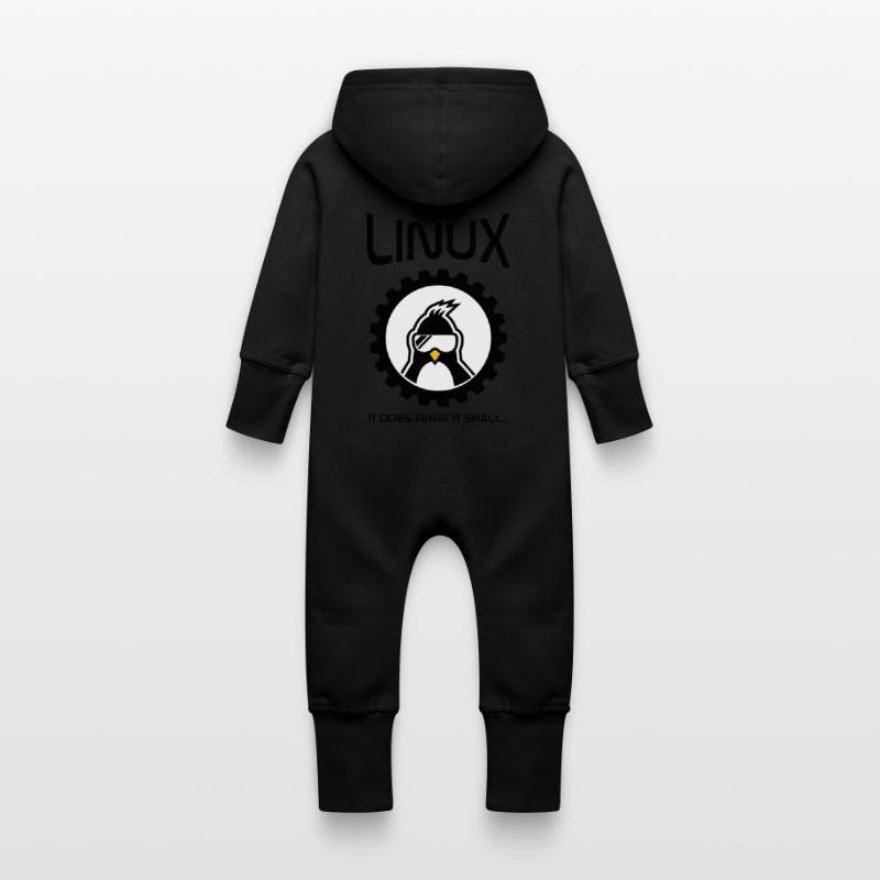 linux does what it shall Baby Organic Sweat Overalls With Hood
