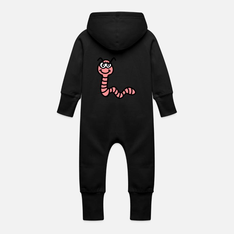Ver de terre vilain - Grenouillère à capuche bio en molleton Bébé - noir
