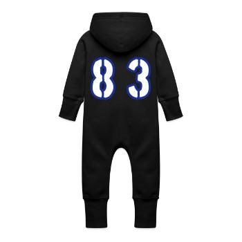 83 Number Symbol - Baby Organic Sweat Overalls With Hood - black - Back