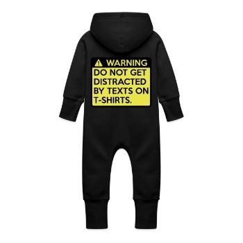 Warning: do not get distracted - Baby Organic Sweat Overalls With Hood - black - Back