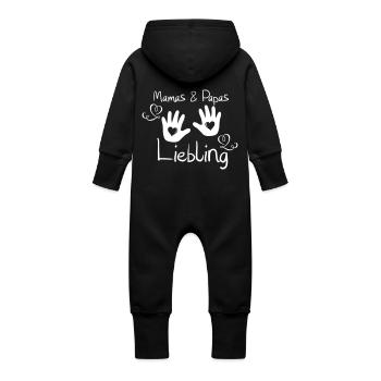 mamas und papas liebling - Baby Bio Sweat Overall mit Kapuze - Schwarz - Hinten