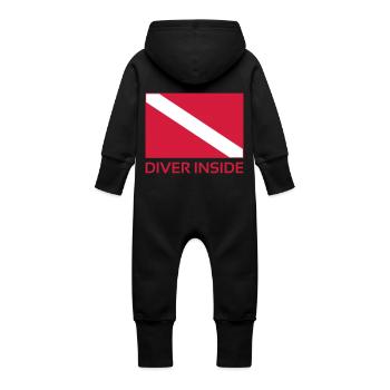 Diver Inside - Grenouillère à capuche bio en molleton Bébé - noir - Dos
