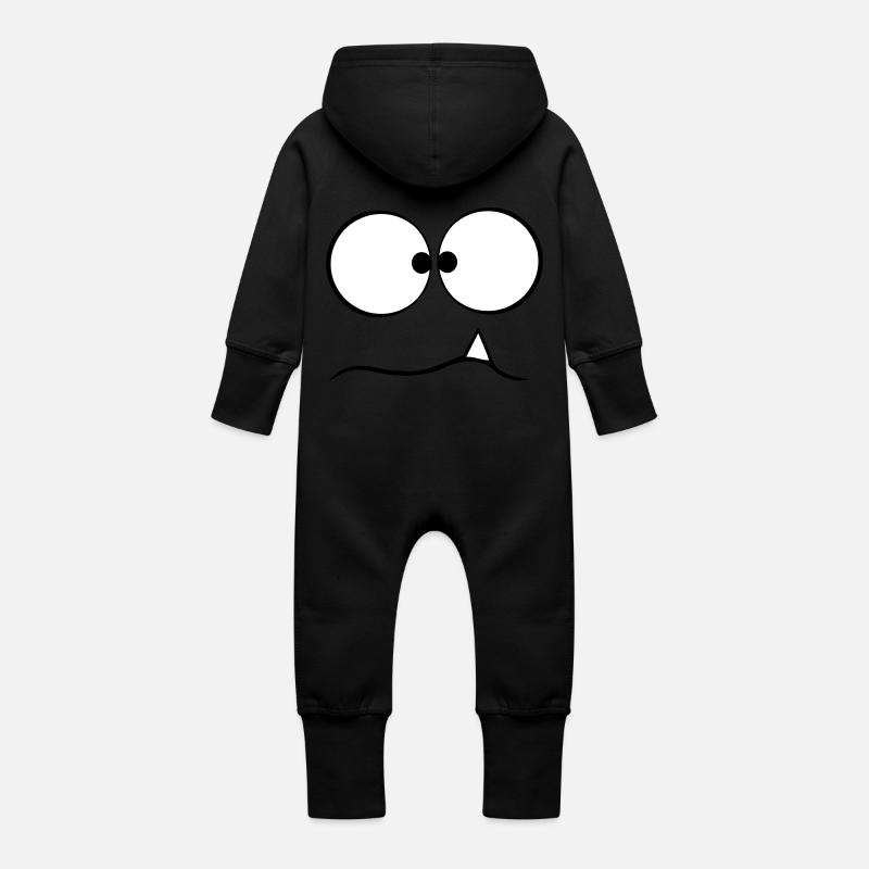 monstre - Grenouillère à capuche bio en molleton Bébé - noir