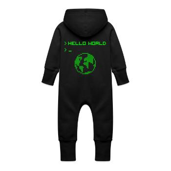 hello_world - Baby Bio Sweat Overall mit Kapuze - Schwarz - Hinten