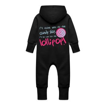 Lollipop - Baby Organic Sweat Overalls With Hood - vanilla - Back