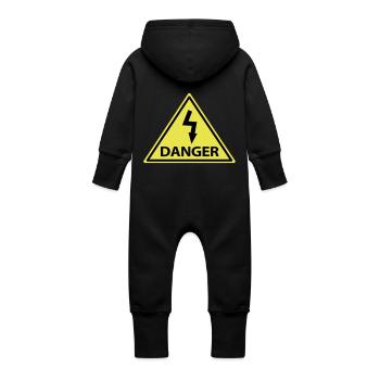 Danger D - Grenouillère à capuche bio en molleton Bébé - noir - Dos