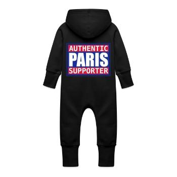 Paris Authentic bear - Baby Organic Sweat Overalls With Hood - black - Back