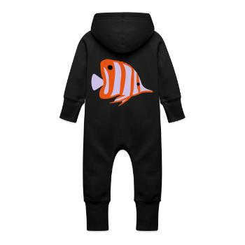 chelmon rostratus vektor - Baby Bio Sweat Overall mit Kapuze - Schwarz - Hinten
