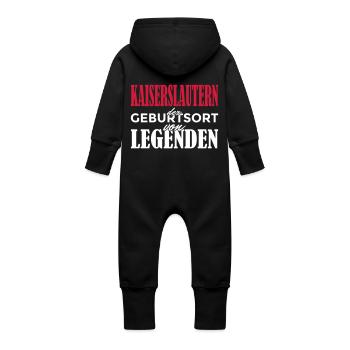Kaiserslautern - Geburtsort von Legenden! - Baby Bio Sweat Overall mit Kapuze - Schwarz - Hinten