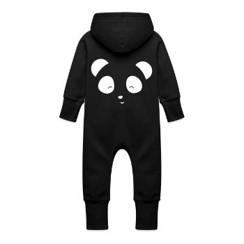 Ours panda - Grenouillère à capuche bio en molleton Bébé - noir - Dos
