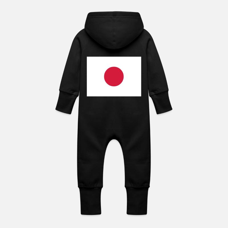 drapeau japonnais - Grenouillère à capuche bio en molleton Bébé - noir