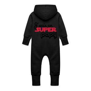 Ich bin ein Super-Großvater - Großvater - Baby Bio Sweat Overall mit Kapuze - Schwarz - Hinten