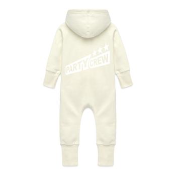 Party Crew Fun Stars Celebrate Team Friends Member - Baby Organic Sweat Overalls With Hood - vanilla - Back