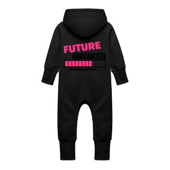 future ambulancière - Grenouillère à capuche bio en molleton Bébé - noir - Dos