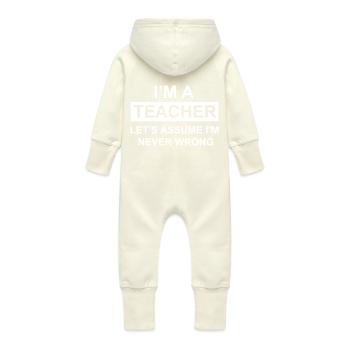 professeur - Grenouillère à capuche bio en molleton Bébé - vanille - Dos