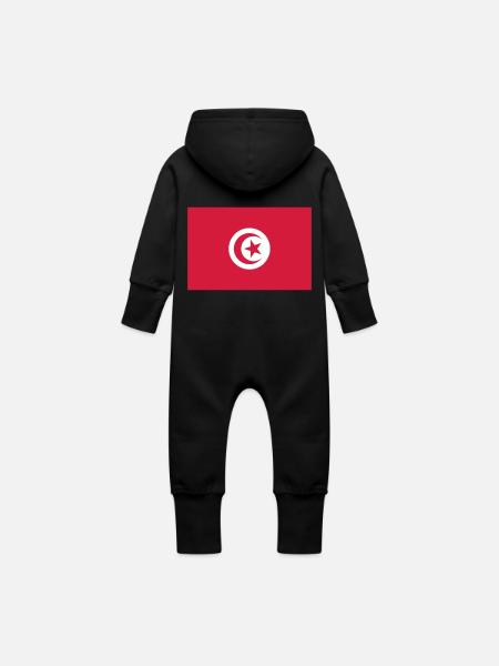 Tunisie - Grenouillère à capuche bio en molleton Bébé - noir