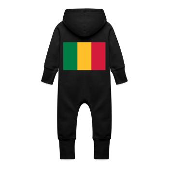 drapeau_mali - Grenouillère à capuche bio en molleton Bébé - noir - Dos