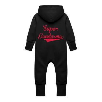 Super Gendarme / Gendarmerie - Grenouillère à capuche bio en molleton Bébé - noir - Dos