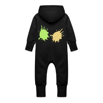 Blobs of paint - Baby Organic Sweat Overalls With Hood - black - Back