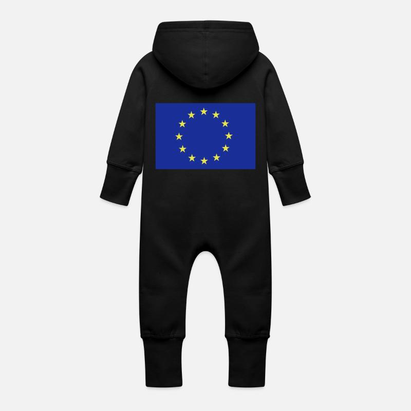 Drapeau européen - Grenouillère à capuche bio en molleton Bébé - noir