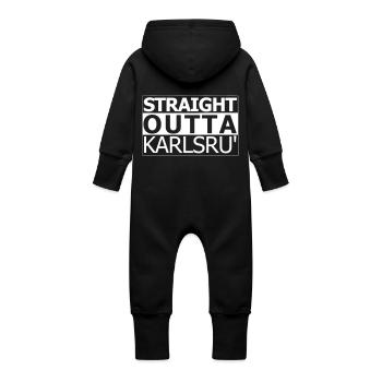 straight outta karlsruhe - Baby Bio Sweat Overall mit Kapuze - Schwarz - Hinten