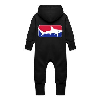 league_shark x_vec_3 en - Baby Organic Sweat Overalls With Hood - vanilla - Back