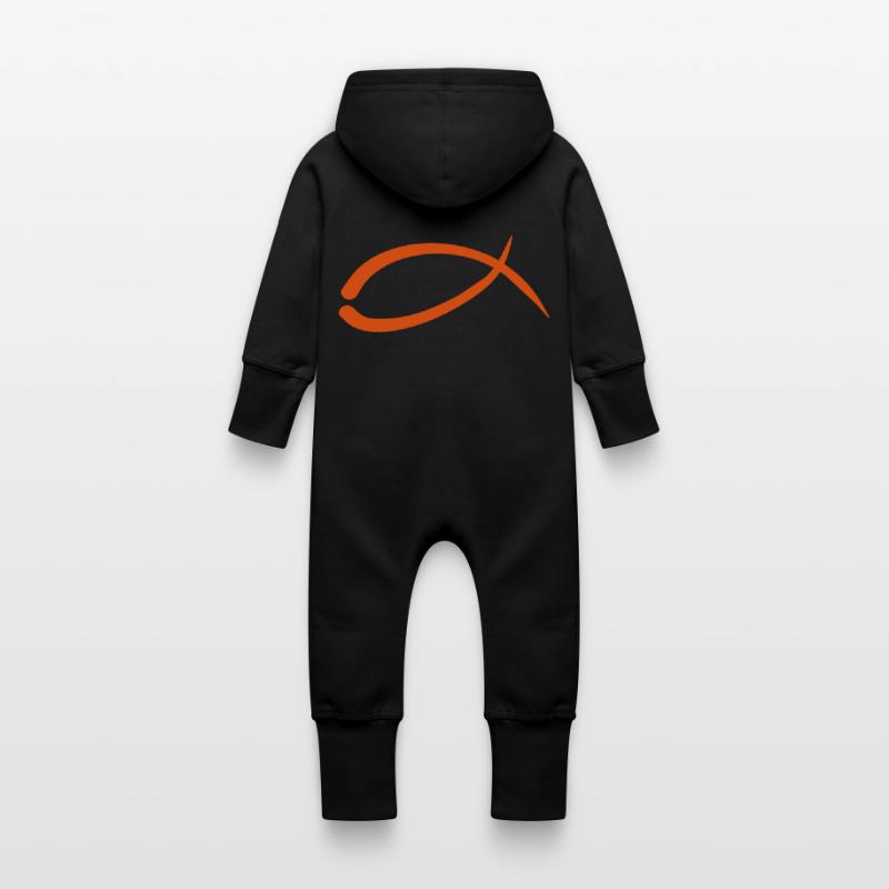 fish Baby Organic Sweat Overalls With Hood
