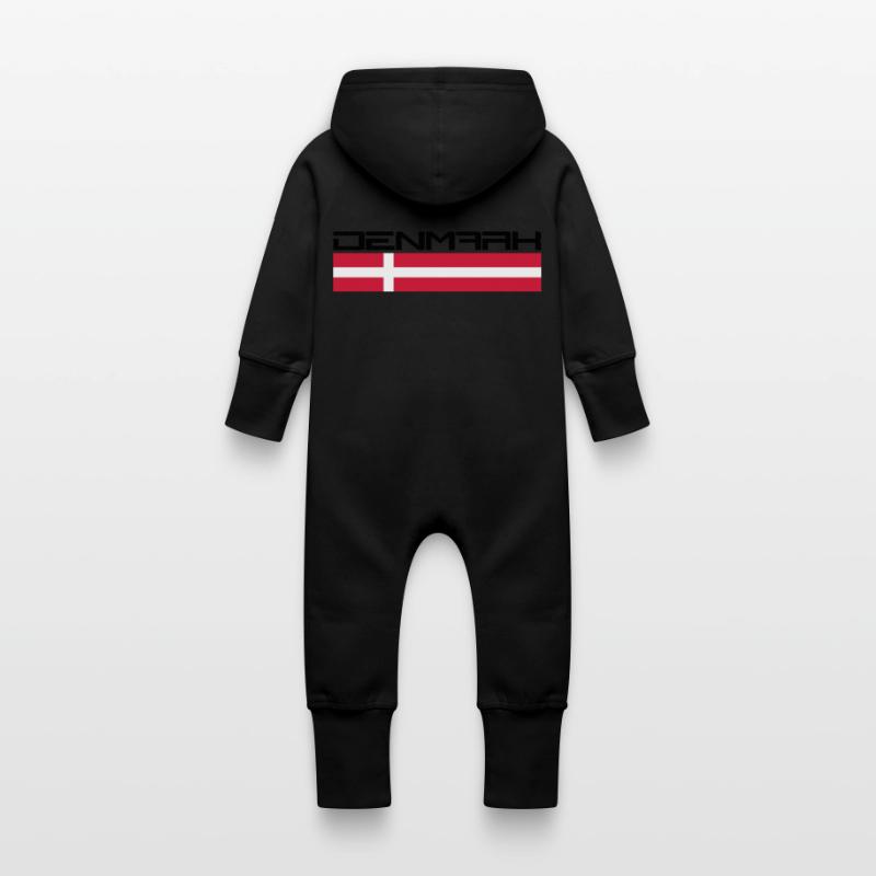Denmark Logo Design Baby Bio Sweat Overall mit Kapuze