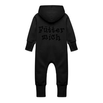 Fütter mich - Baby Bio Sweat Overall mit Kapuze - Schwarz - Hinten