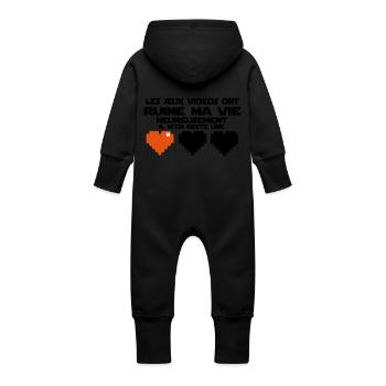 il m'en reste une(vie) - Grenouillère à capuche bio en molleton Bébé - noir - Dos