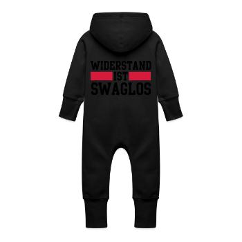 widerstand ist swaglos - Baby Bio Sweat Overall mit Kapuze - Schwarz - Hinten