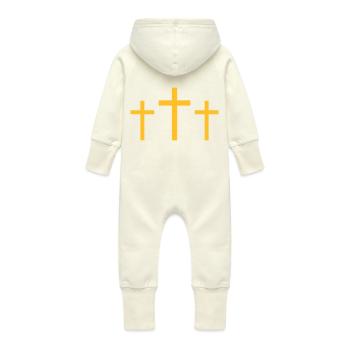 Three Crosses - Baby Organic Sweat Overalls With Hood - vanilla - Back