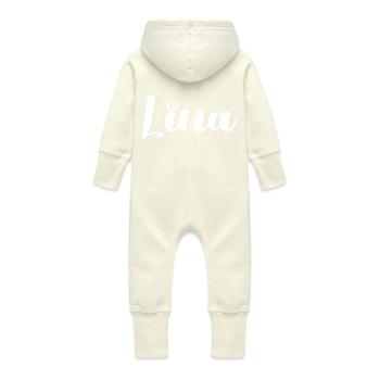 Nom de Lina - Grenouillère à capuche bio en molleton Bébé - vanille - Dos