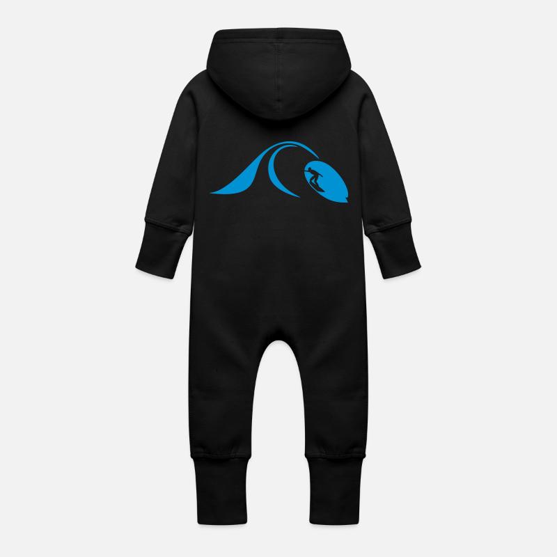 Catch a Wave - Baby Organic Sweat Overalls With Hood - black