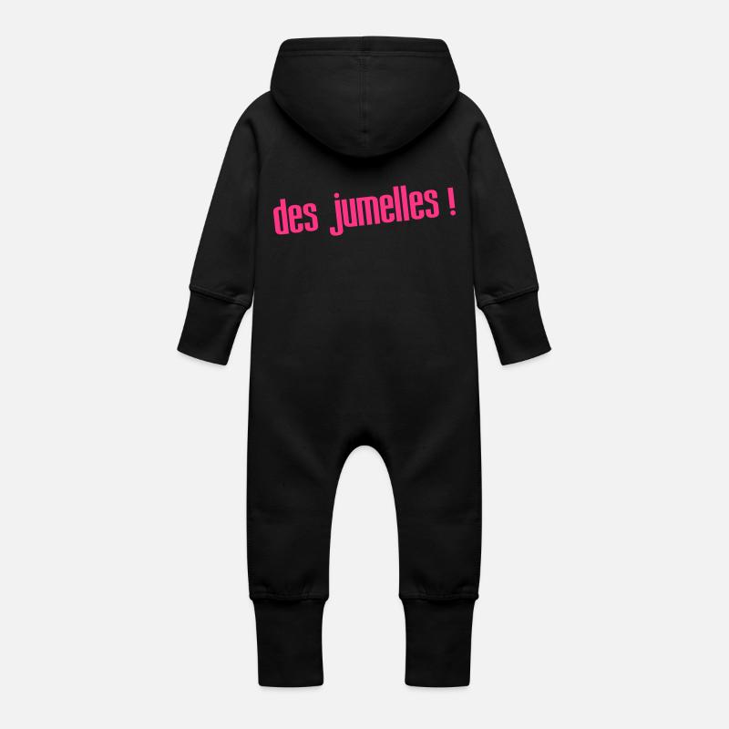 des jumelles ! - Grenouillère à capuche bio en molleton Bébé - noir