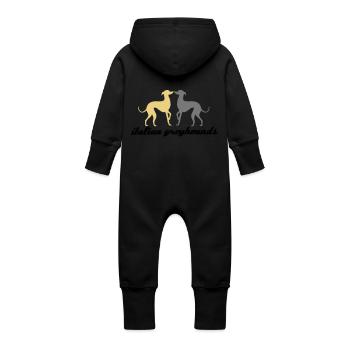 Petit lévrier italien (PLI) - Grenouillère à capuche bio en molleton Bébé - noir - Dos