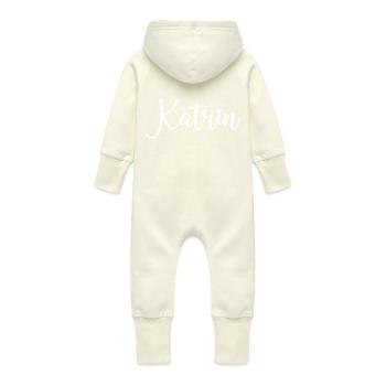 Nom de Katrin - Grenouillère à capuche bio en molleton Bébé - vanille - Dos
