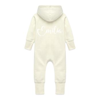 Nom Emilia - Grenouillère à capuche bio en molleton Bébé - vanille - Dos