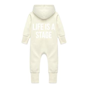 Life Is A Stage - Baby Bio Sweat Overall mit Kapuze - Vanille-Milchshake - Hinten