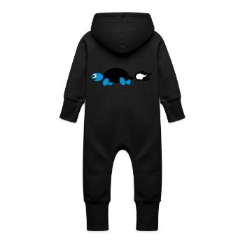 schildkroeteflame_f3 - Baby Organic Sweat Overalls With Hood - black - Back